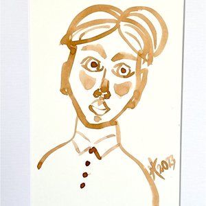 Porter Bill Original Wall Art Handmade Young Man Watercolor Painting 8x10in